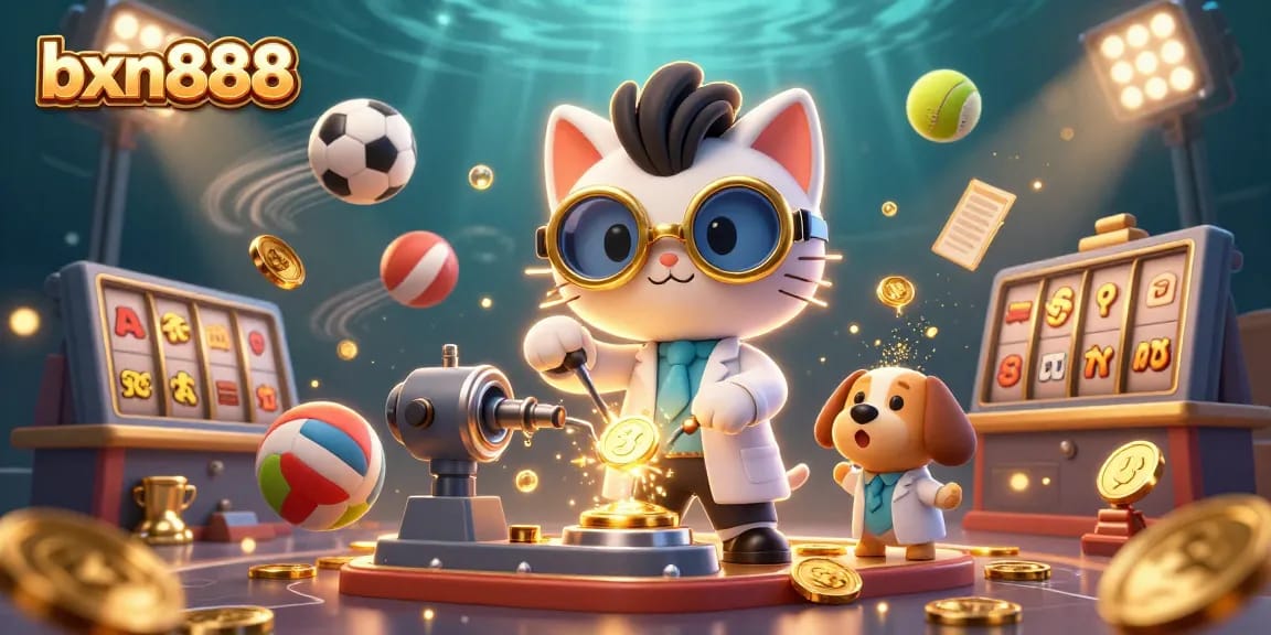 Experience the thrill of bxn888 and winning strategies in this vibrant 3D casino illustration filled with excitement and dynamic gaming elements.