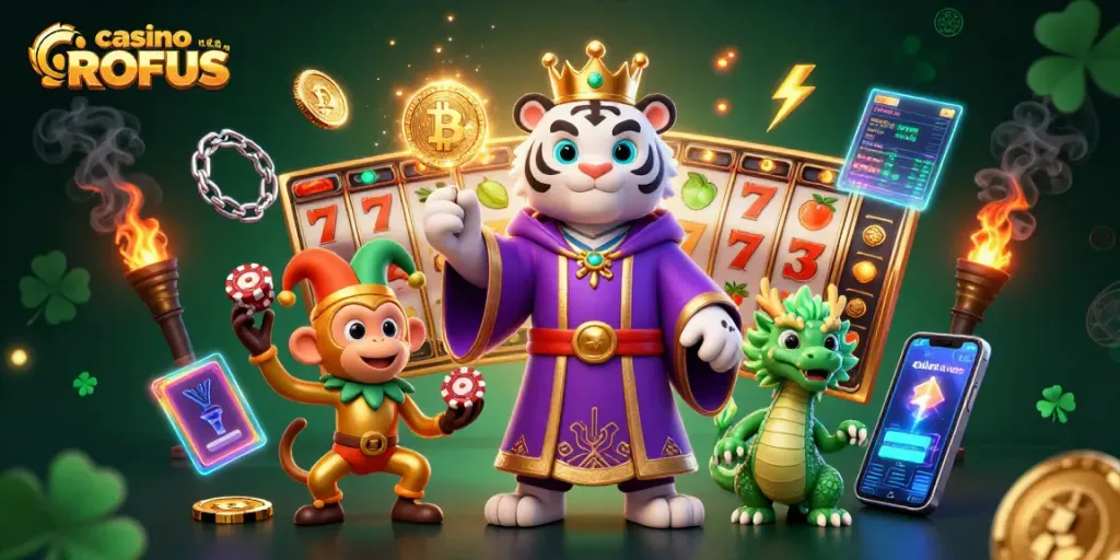 Experience thrilling action in casino uden ROFUS with vibrant characters and dynamic game elements.