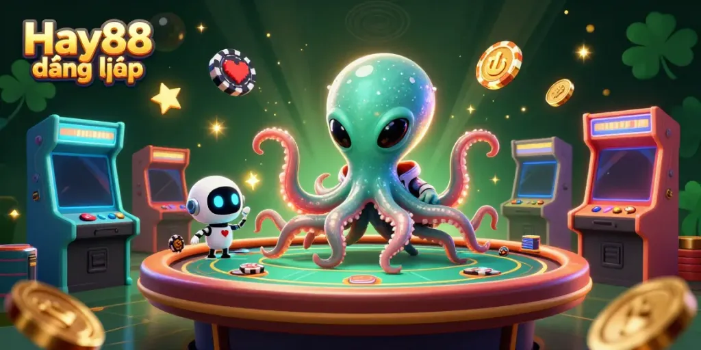 Experience the excitement of Hay88 đăng nhập with a unique alien-themed casino illustration.