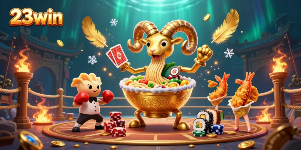 Engage in thrilling 23win casino action with vibrant characters in a lively casino scene.