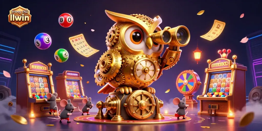 Experience the dynamic gaming world at trang chủ llwin with colorful lottery balls and golden casino elements.