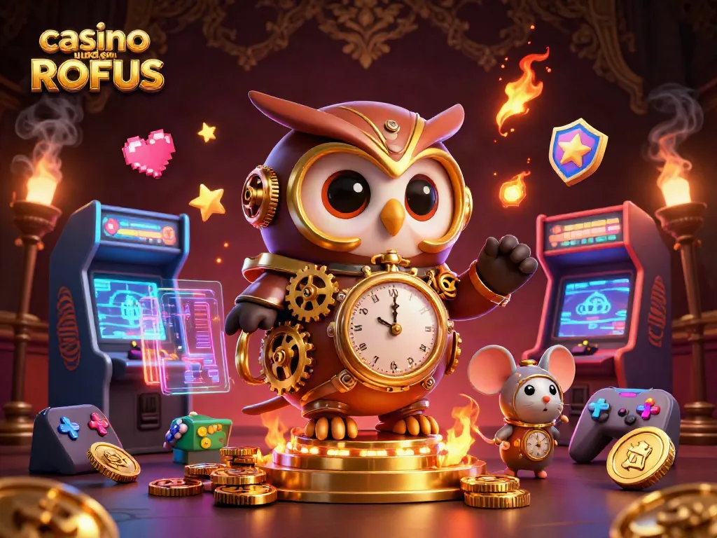 Experience the thrill of casino uden ROFUS with vibrant 3D characters and gaming elements.