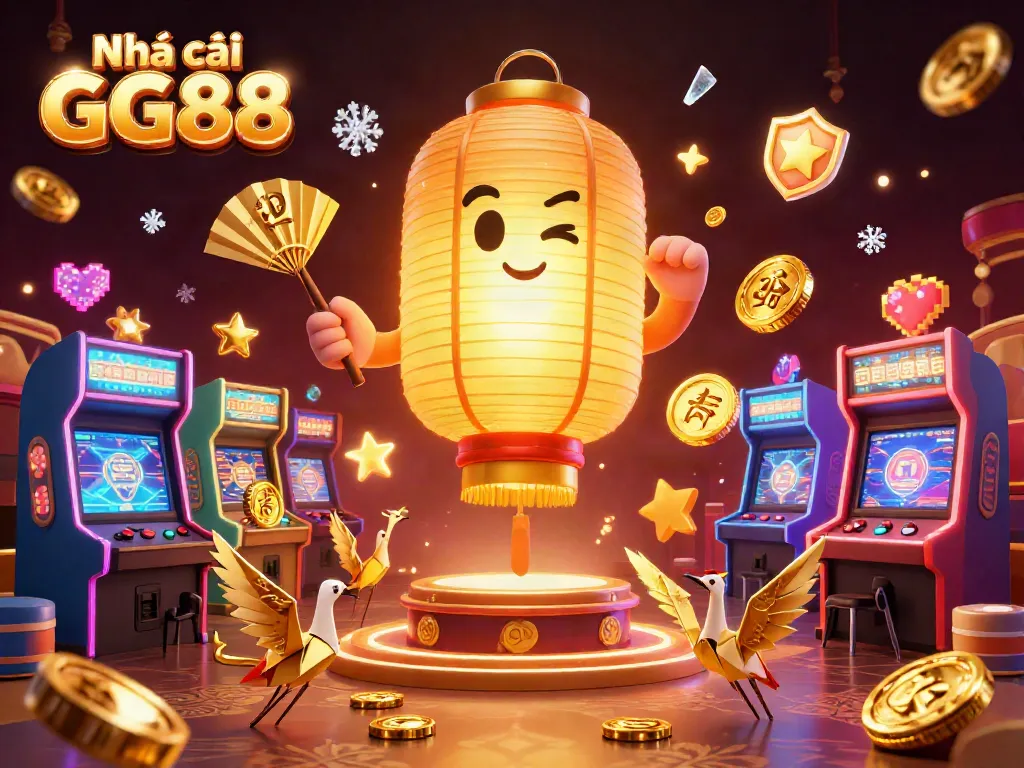 Players explore exciting games at Nhà cái GG88, featuring engaging casino character scenes and vibrant arcade elements.