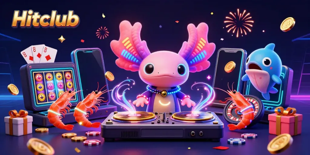 Hitclub offers vibrant casino entertainment with neon visuals, an axolotl DJ, and exhilarating game elements.
