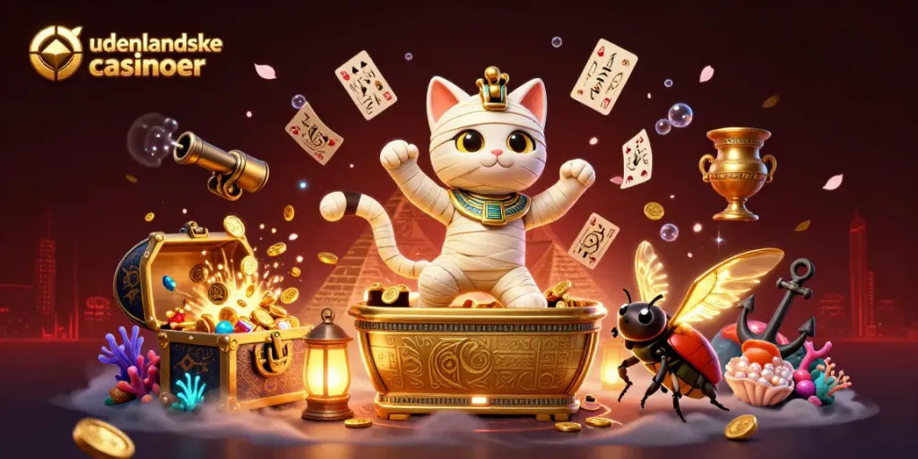 Engage with udenlandske casinoer through a vibrant 3D illustration depicting thrilling casino adventures.