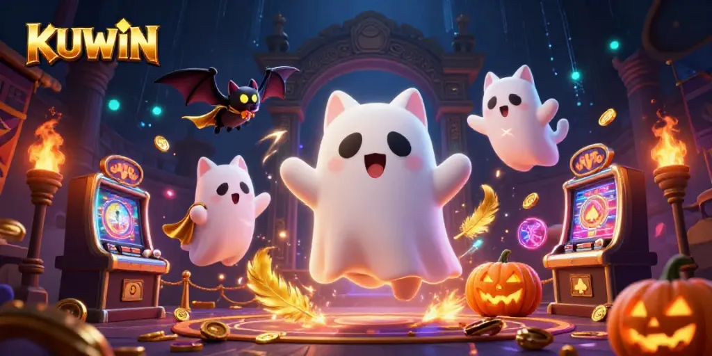 Enjoy thrilling casino action with KUWIN's ghostly characters and glowing jack-o-lanterns.