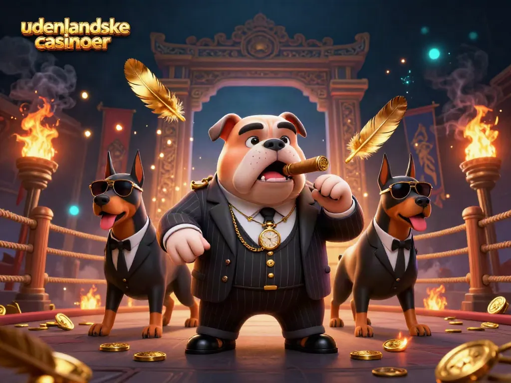 Engage with udenlandske casinoer featuring a dynamic scene of mafia boss cartoon characters, evoking excitement.