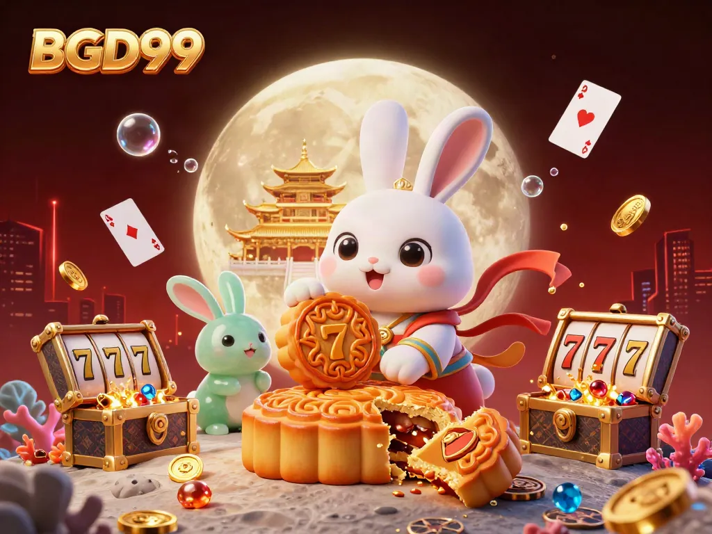 Experience thrilling gameplay with BGD99, featuring a colorful 3D casino scene filled with slot elements and characters.