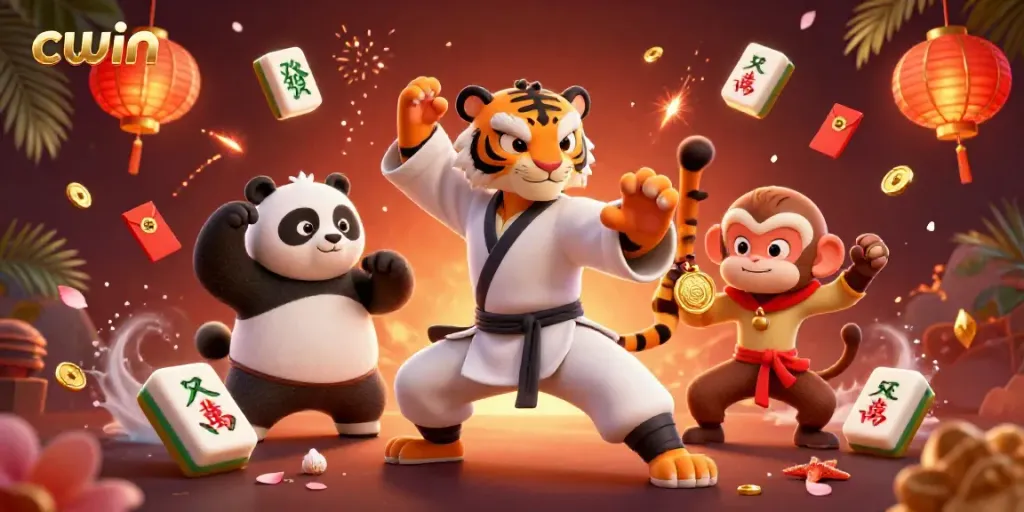 Experience the thrill of online gambling with cwin's vibrant, dynamic casino artwork featuring playful characters.