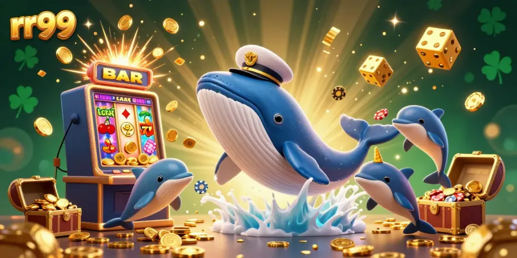 Engage in the excitement of rr99 with a vibrant underwater casino scene featuring whimsical sea creatures.